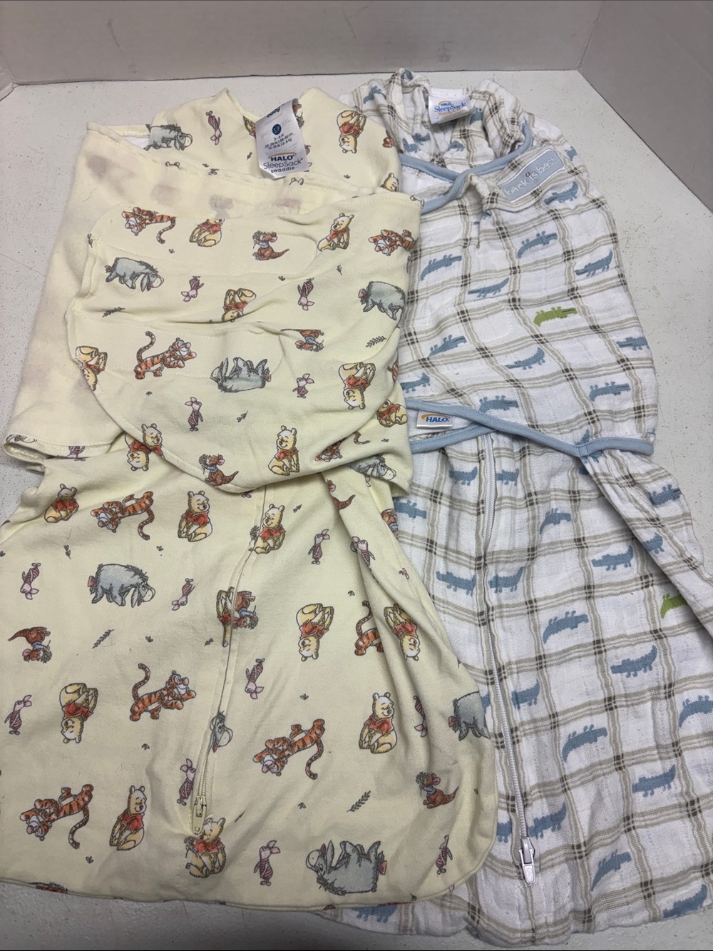 Halo Yellow Pooh & White Plaid Baby Sleep Sacks
